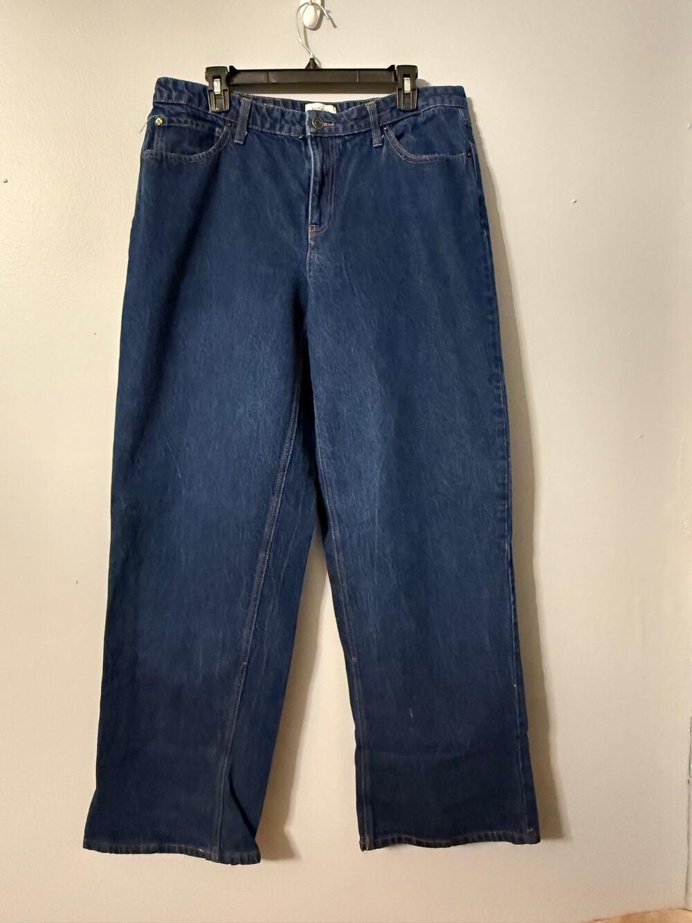 Kate Spade New York High-Rise Wide Leg Denim Jeans - Dark Indigo Wash Sz 14
